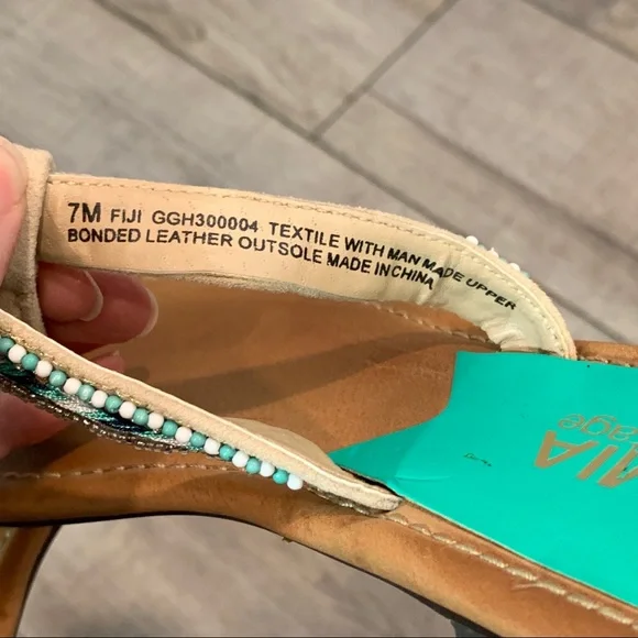 MiA Heritage FIJI Leather Embroidered Beaded Sandals 7M - Picture 4 of 12